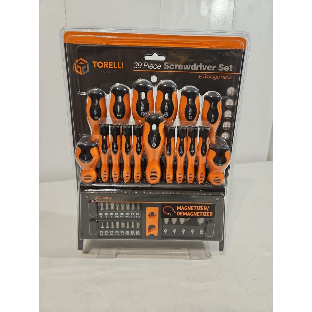 Torelli Tools Screwdriver Set 39 Piece w/Storage Rack & Magnetizer/Demagnetizer